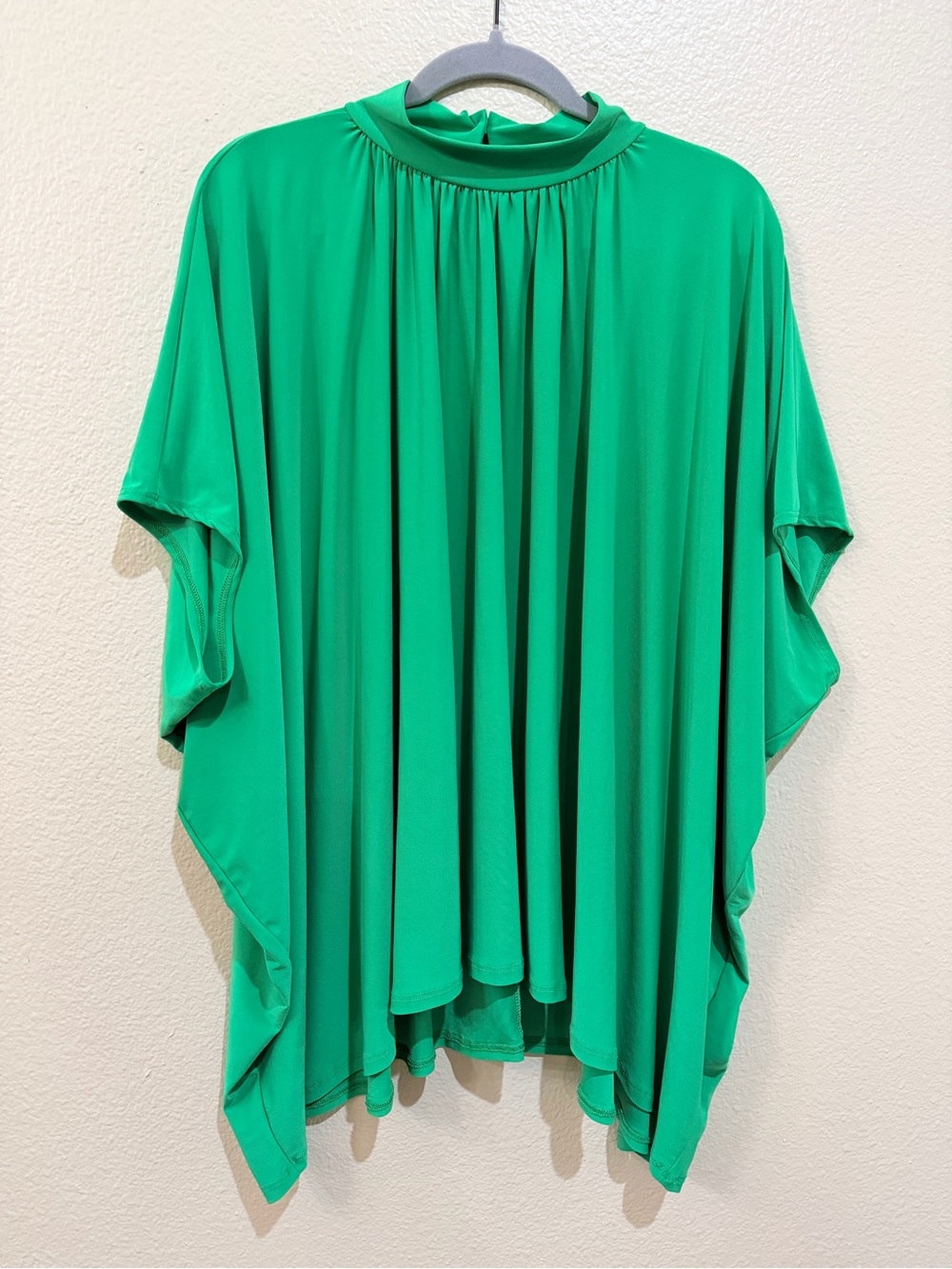 The ZigZag Stripe Green Breathe Easy Mock Neck Poncho Tunic Top XL
